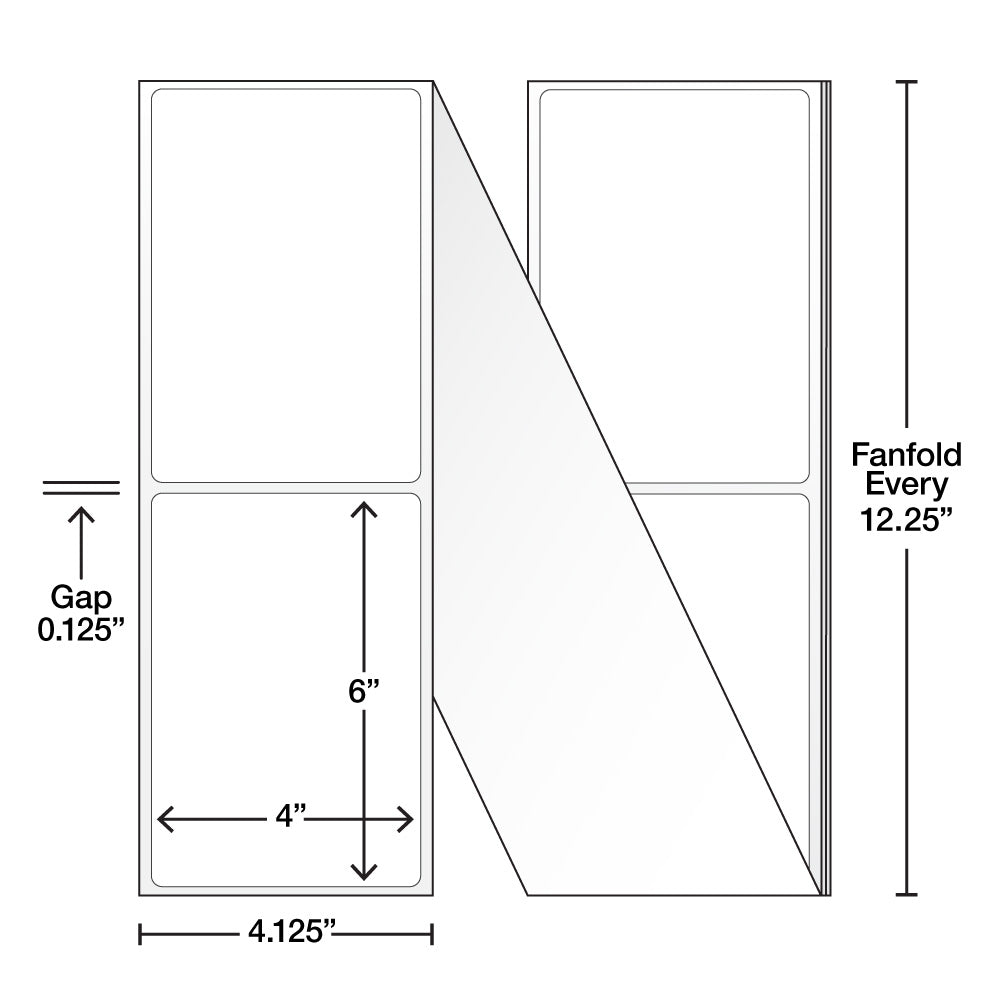 4" x 6" Direct Thermal Labels - Fanfold - 1,000 Labels